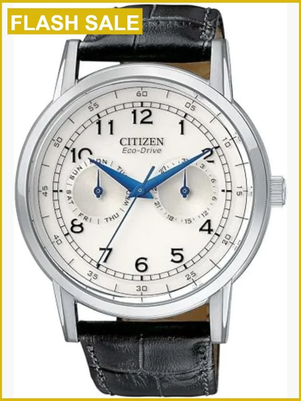 Eco-Drive Men's Stainless Steel Watch, Day-Date Display, Water Resistant